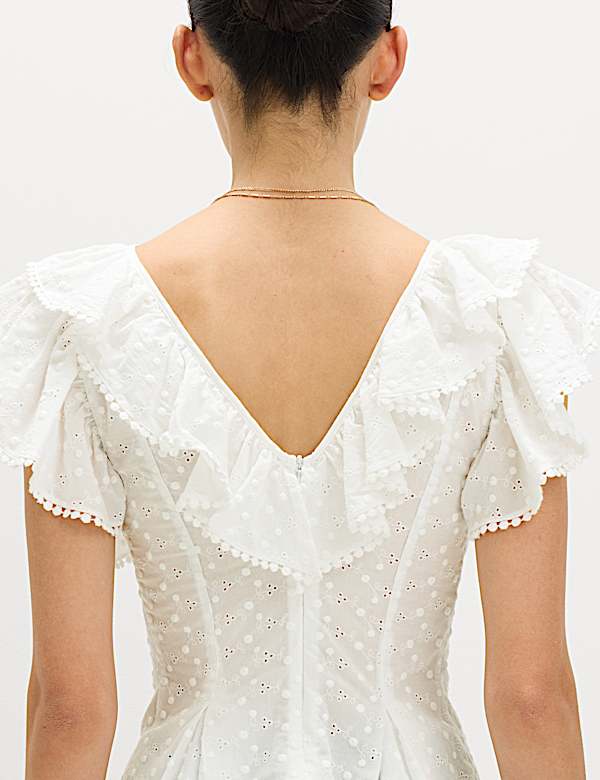 Embroidered Frill Detail Top