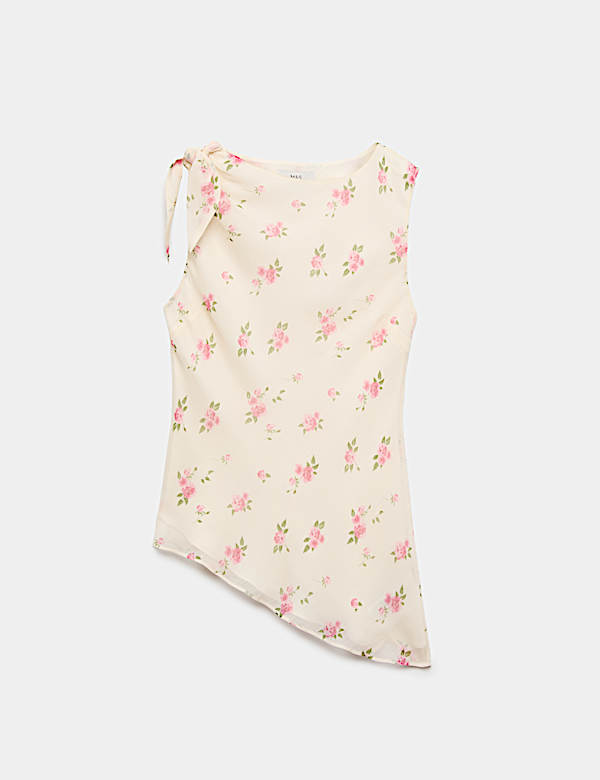 Floral Asymmetrical Knot Top - RS