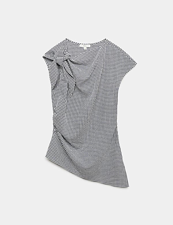 Lyocellrijke gedrapeerde top met Gingham-ruit - BE