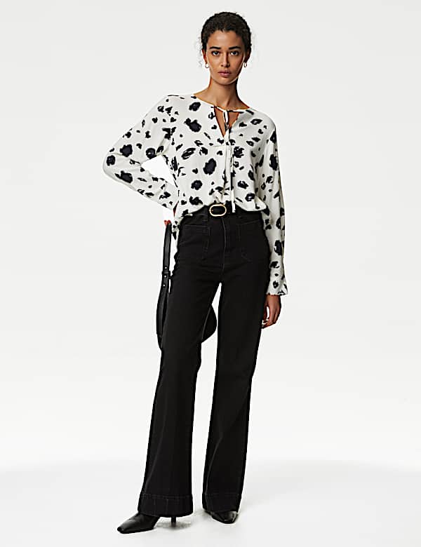 Printed Tie Neck Blouse