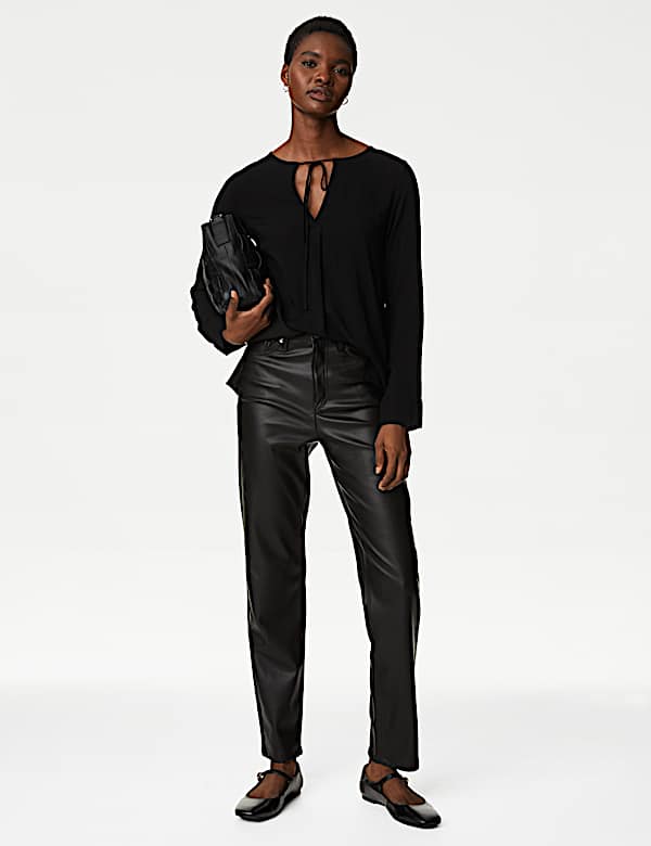 V-Neck Tie Front Blouse