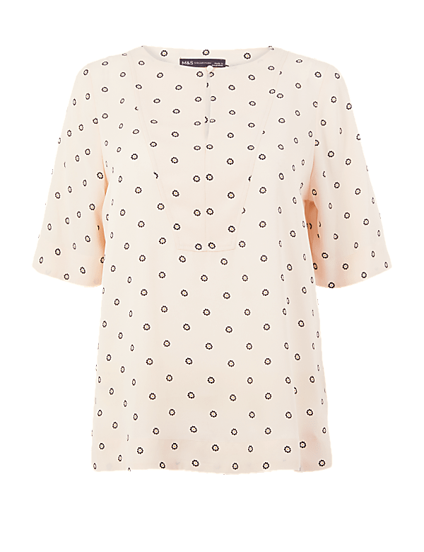 Printed Button Detail Top