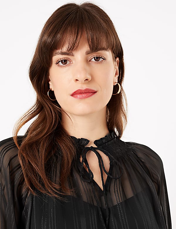 Glittery Striped Smock Blouse