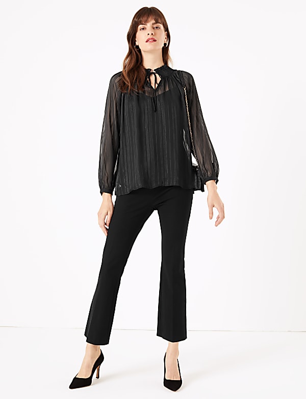 Glittery Striped Smock Blouse