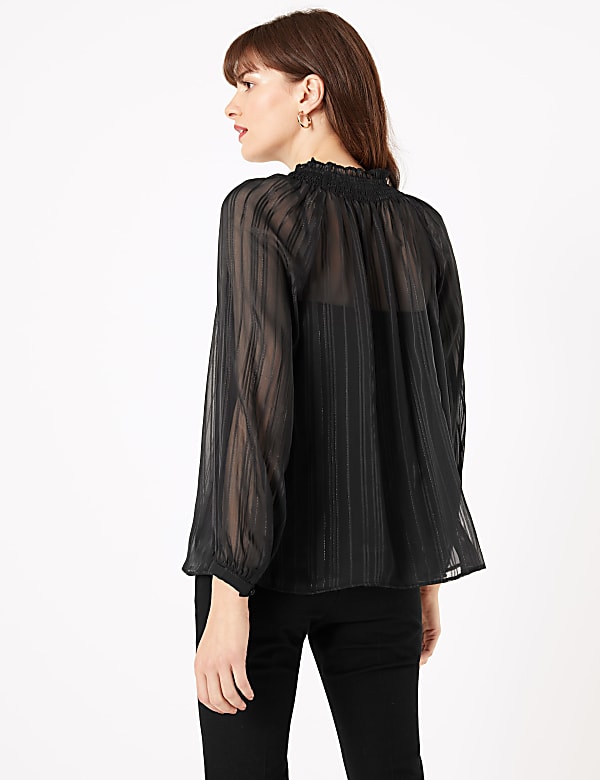 Glittery Striped Smock Blouse