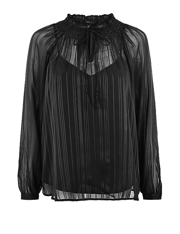 Glittery Striped Smock Blouse