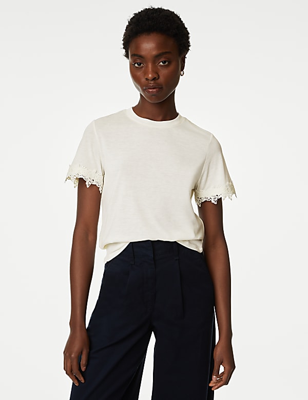 Jersey Lace Detail T-Shirt