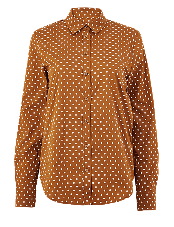 Cotton Rich Polka Dot Slim Fit Shirt