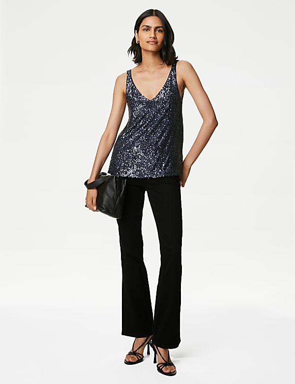 Sequin V-Neck Cami Top
