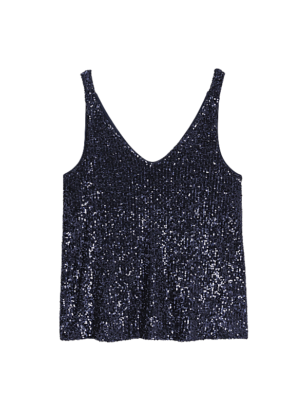 Sequin V-Neck Cami Top