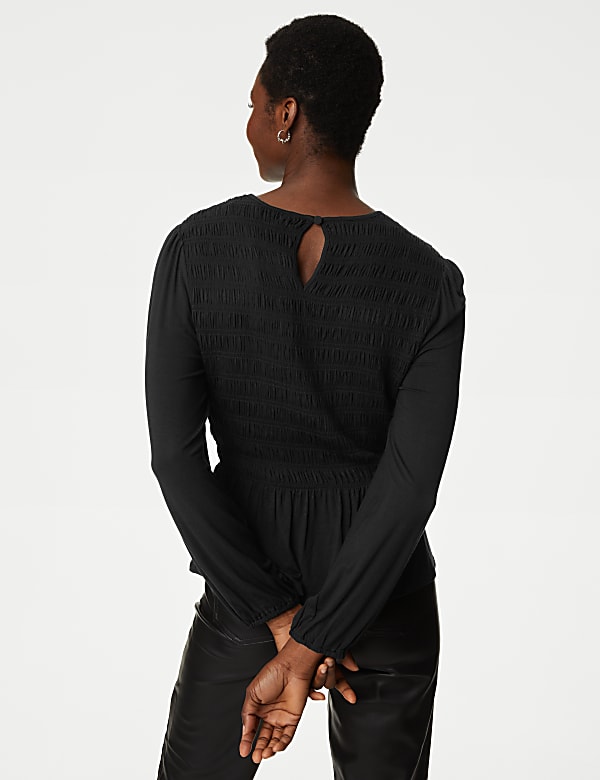 Round Neck Shirred Top
