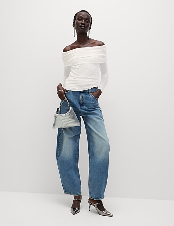 Embellished Off The Shoulder Bardot Top