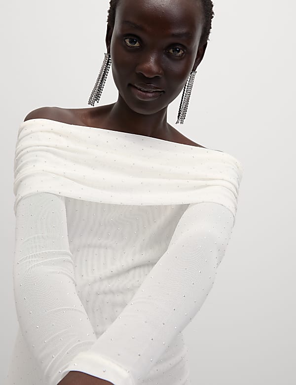 Embellished Off The Shoulder Bardot Top