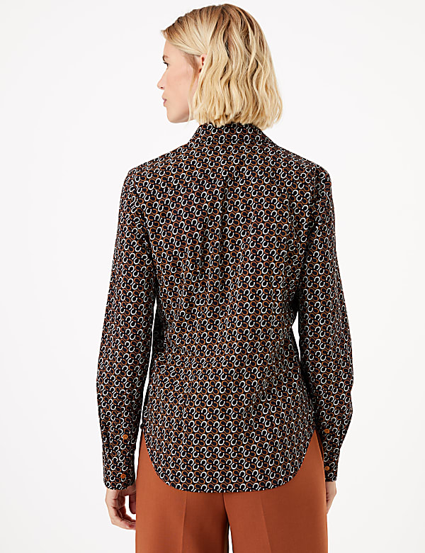 Cotton Rich Horseshoe Print Slim Fit Shirt