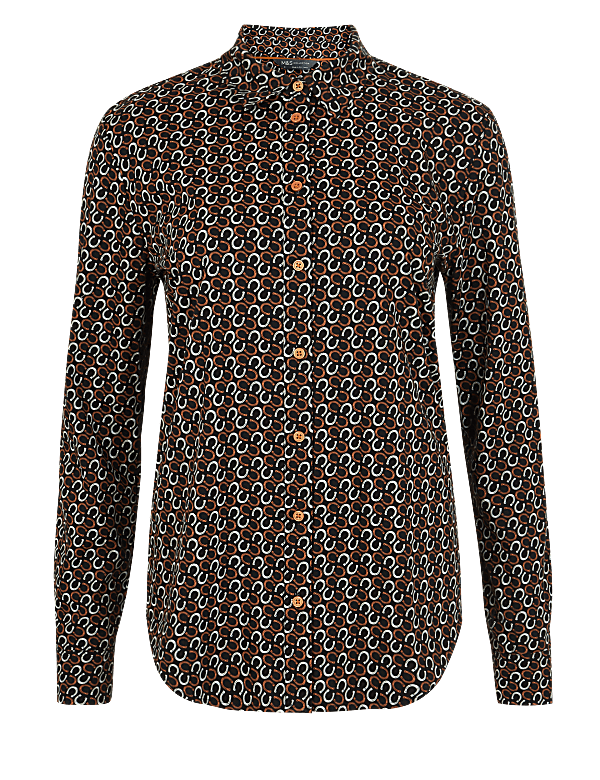Cotton Rich Horseshoe Print Slim Fit Shirt