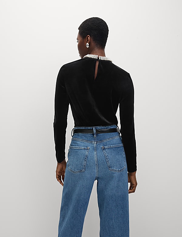 Velvet Embellished Regular Fit Top