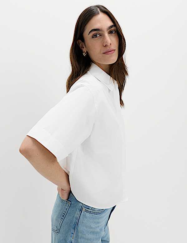 Pure Cotton Collared Boxy Shirt - DK