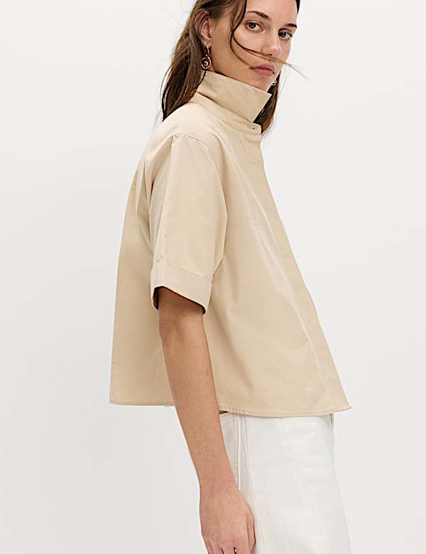 Pure Cotton Collared Boxy Shirt - MV