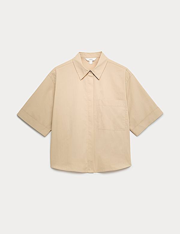 Pure Cotton Collared Boxy Shirt - MV