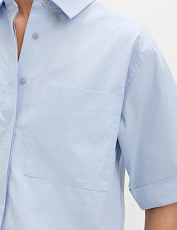 Pure Cotton Collared Boxy Shirt - JE