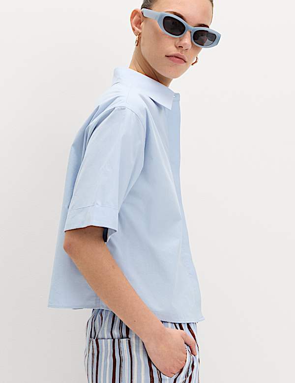 Pure Cotton Collared Boxy Shirt - JE