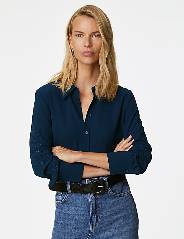 Embellished Collared Shirt - BE