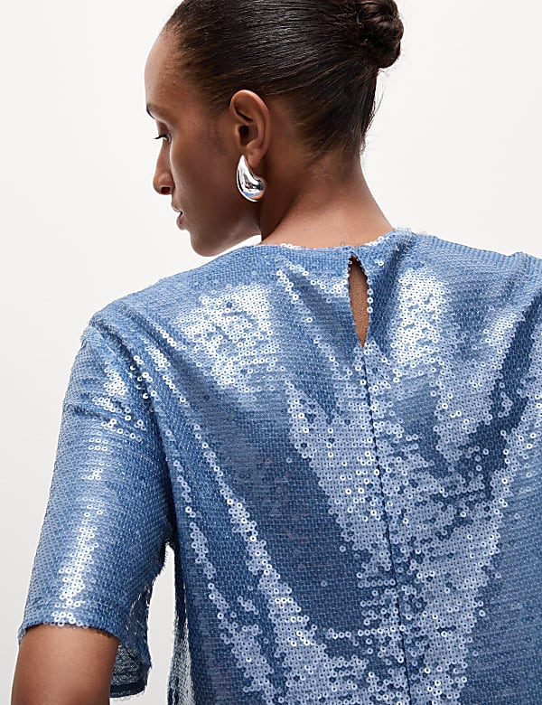 Marks Spencer Sequin Top Blue 10 PET