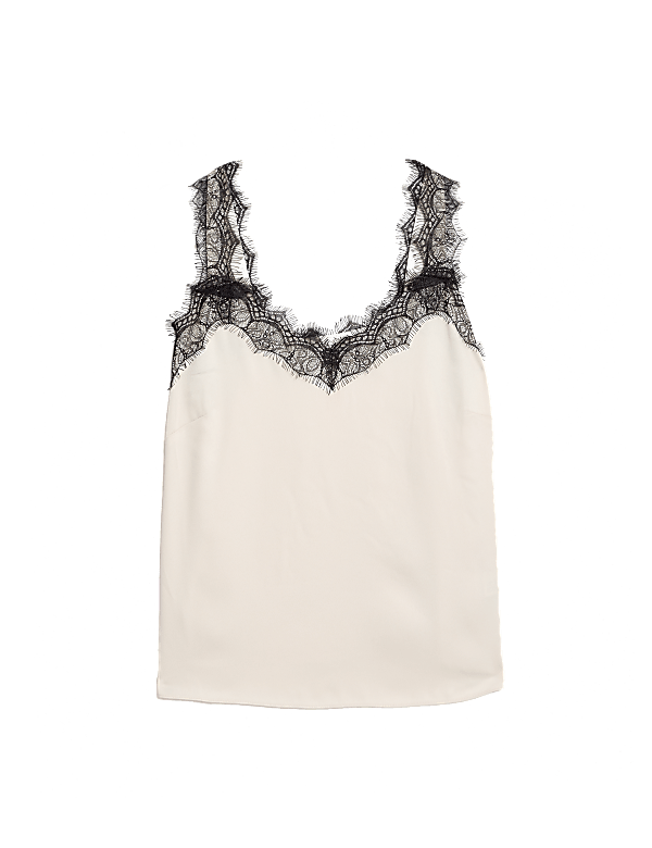 Satin Lace Detail Cami Top