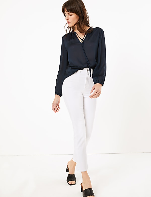 Tie Neck Long Sleeve Blouse