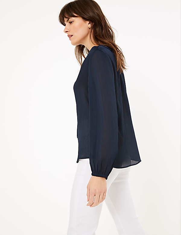 Tie Neck Long Sleeve Blouse