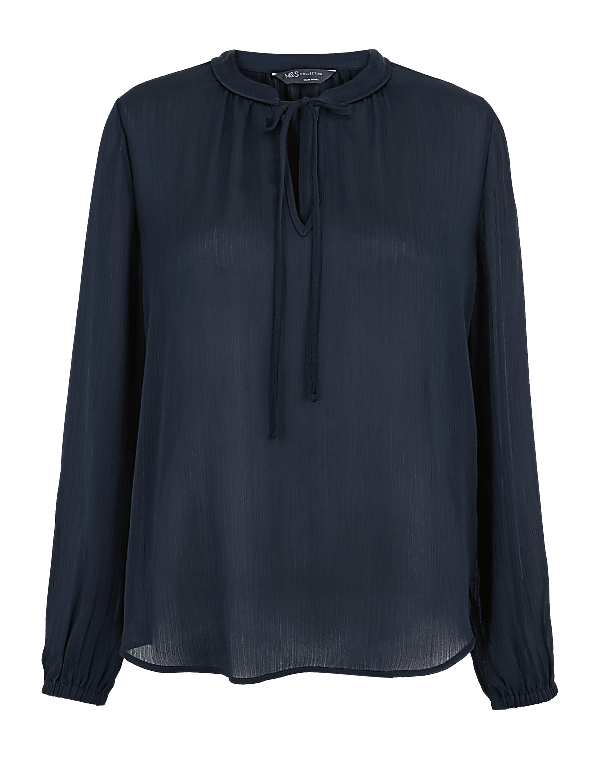 Tie Neck Long Sleeve Blouse