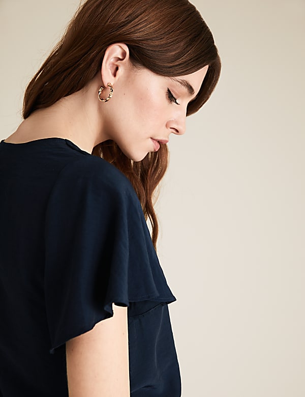 V-Neck Flutter Sleeve Top