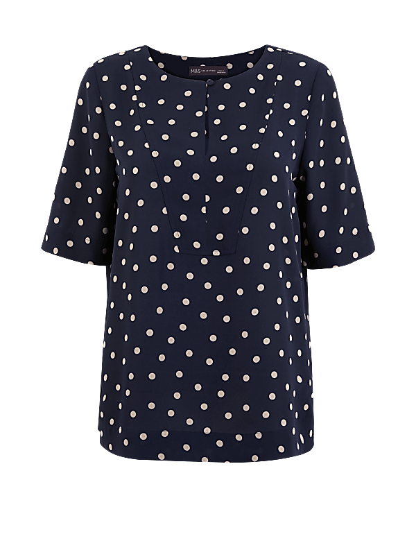 Polka Dot Bib Front Blouse