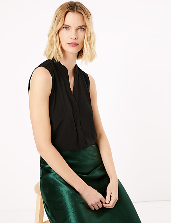 V-Neck Sleeveless Shell Top