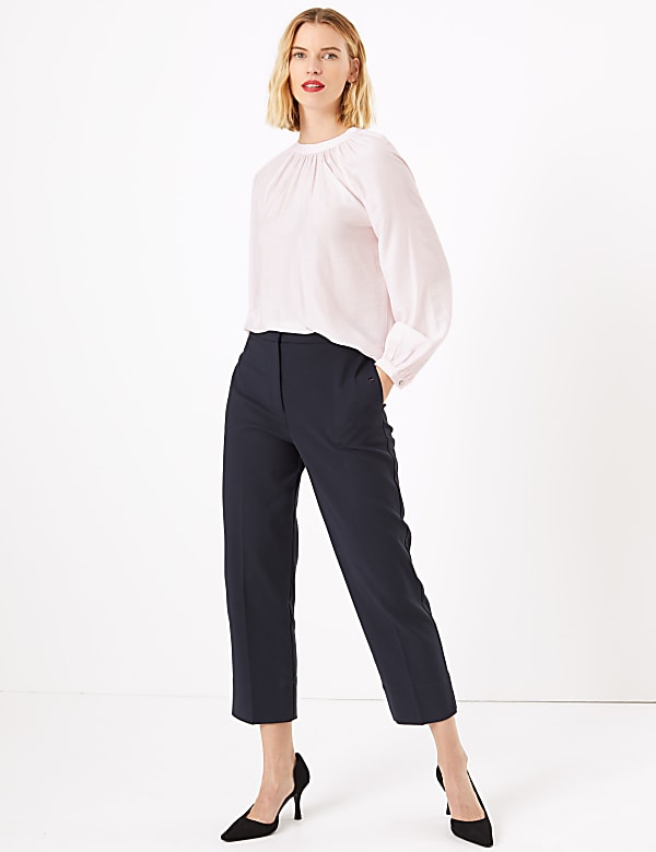 Gathered High Neck Blouse