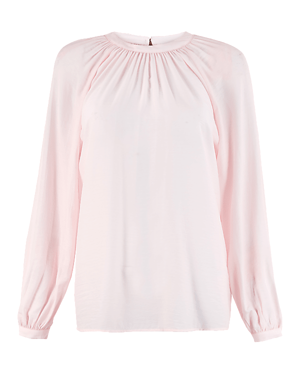 Gathered High Neck Blouse