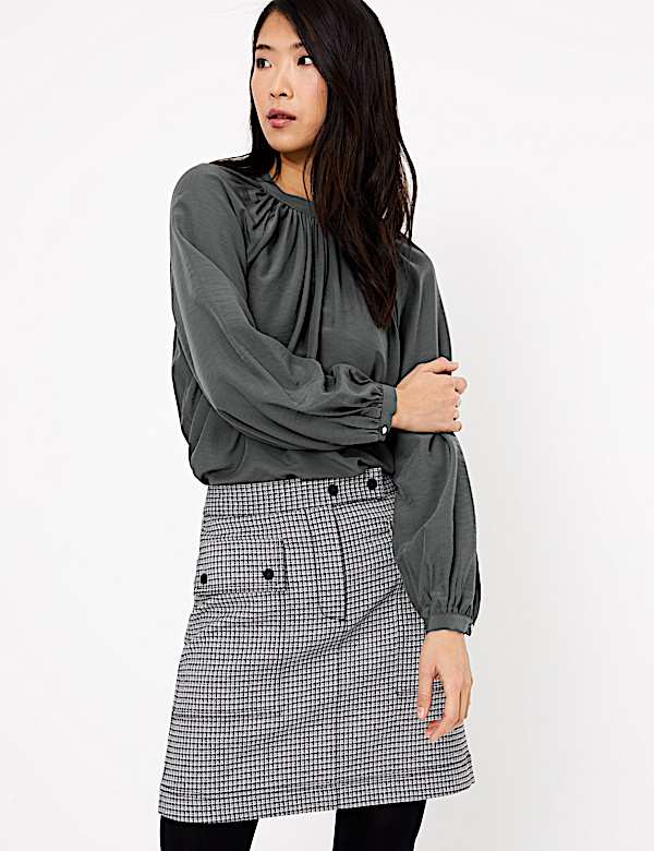 Gathered High Neck Blouse