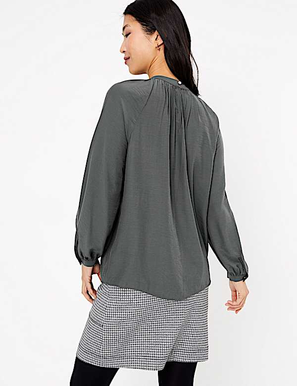 Gathered High Neck Blouse