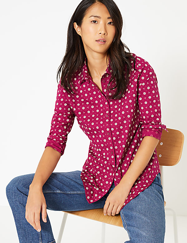 Cotton Rich Floral Print Slim Fit Shirt