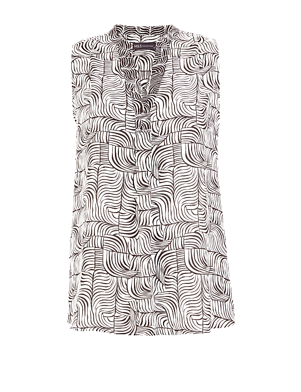 Printed V-Neck Sleeveless Shell Top