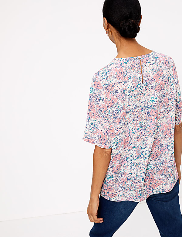 Floral Woven Pleat Front Top
