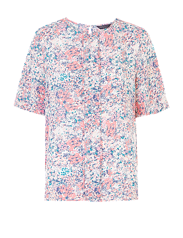 Floral Woven Pleat Front Top