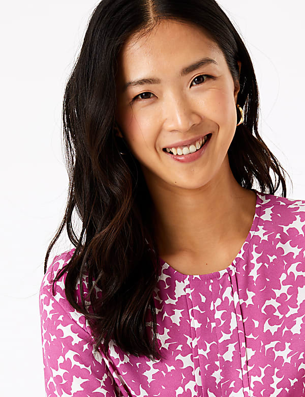 Floral Pleat Front Woven Blouse