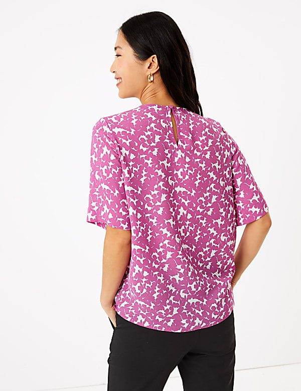 Floral Pleat Front Woven Blouse
