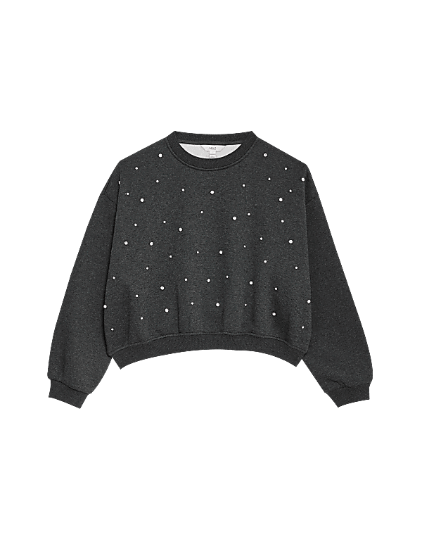 Cotton Blend Embellished Sweatshirt