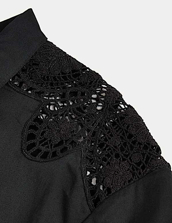 Pure Cotton Cutwork Detail Cropped Shirt