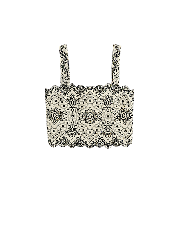 Pure Cotton Broderie Slim Fit Crop Top