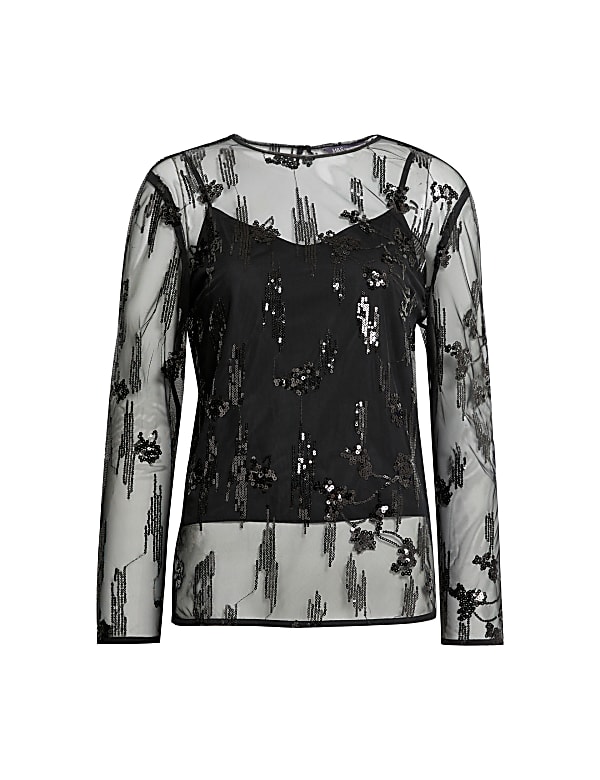 Mesh Embellished Top