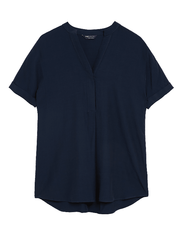 V-Neck Longline Short Sleeve Tunic