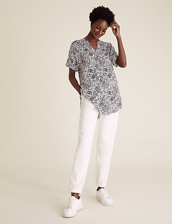 Animal Print V-Neck Short Sleeve Tunic